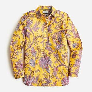 J Crew Classic-fit cotton poplin popover top in Ratti® golden paisley